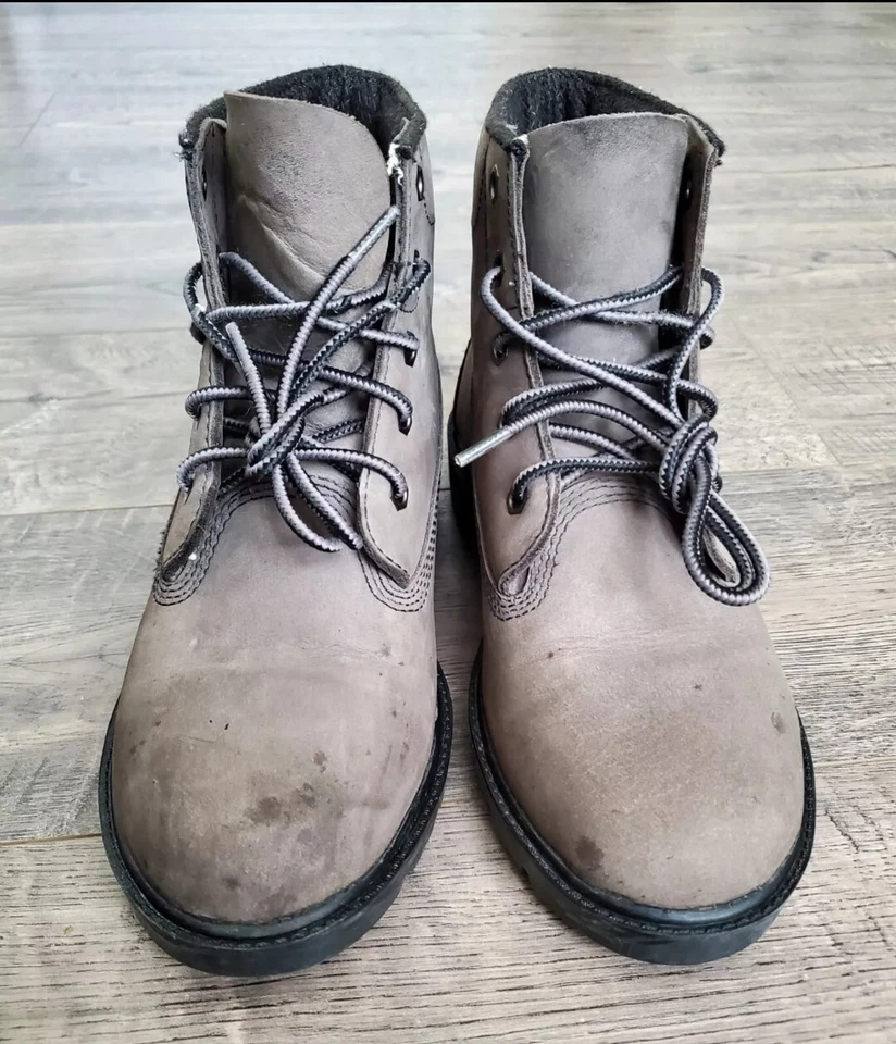 Timberland Nubuck Leather Boots Premium Waterproof Big Kids 4.5 M Gray (Women 6) - Image 2 of 4