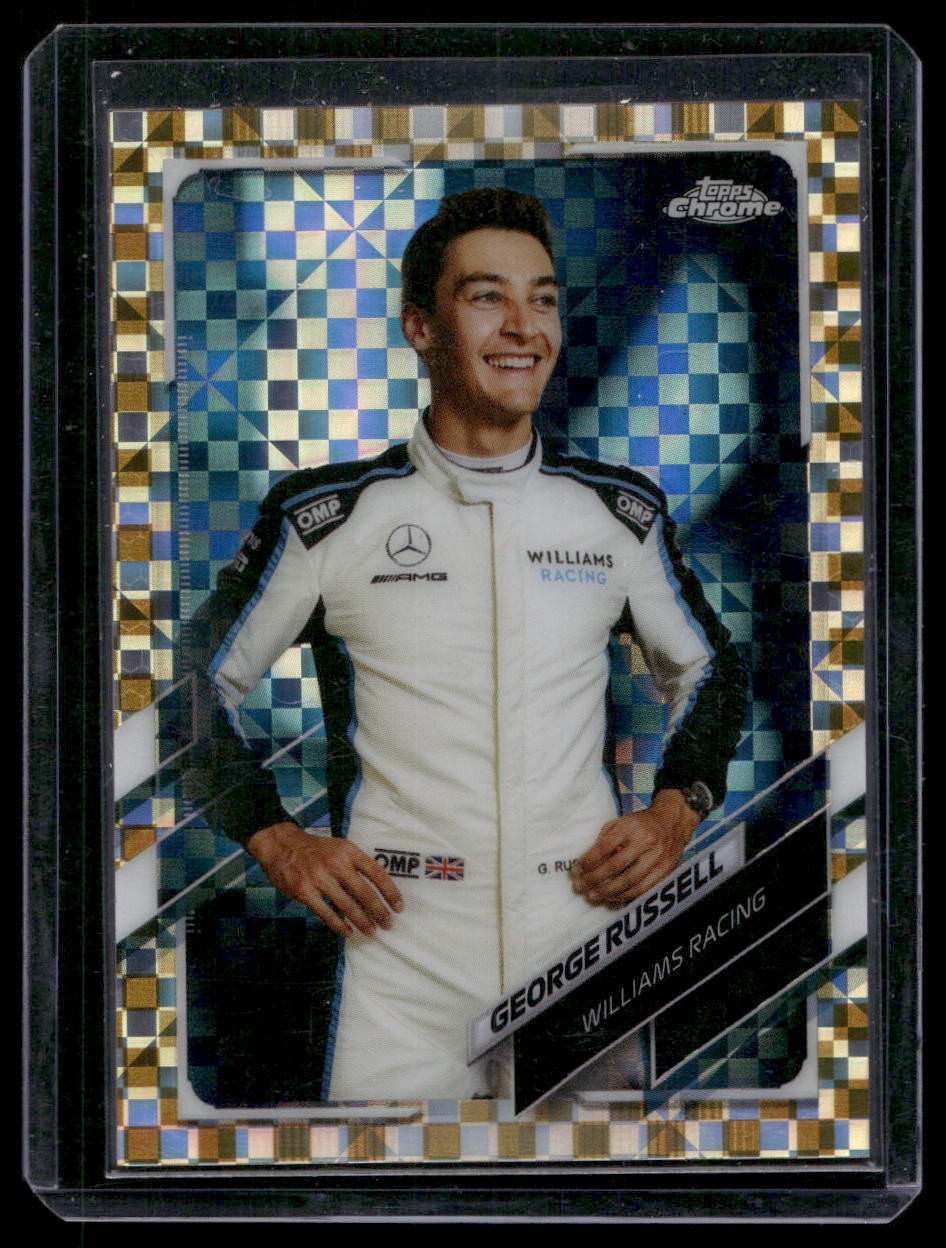 2021 Topps Chrome Sapphire Edition Formula 1 #19 George Russell Chartreuse #/199