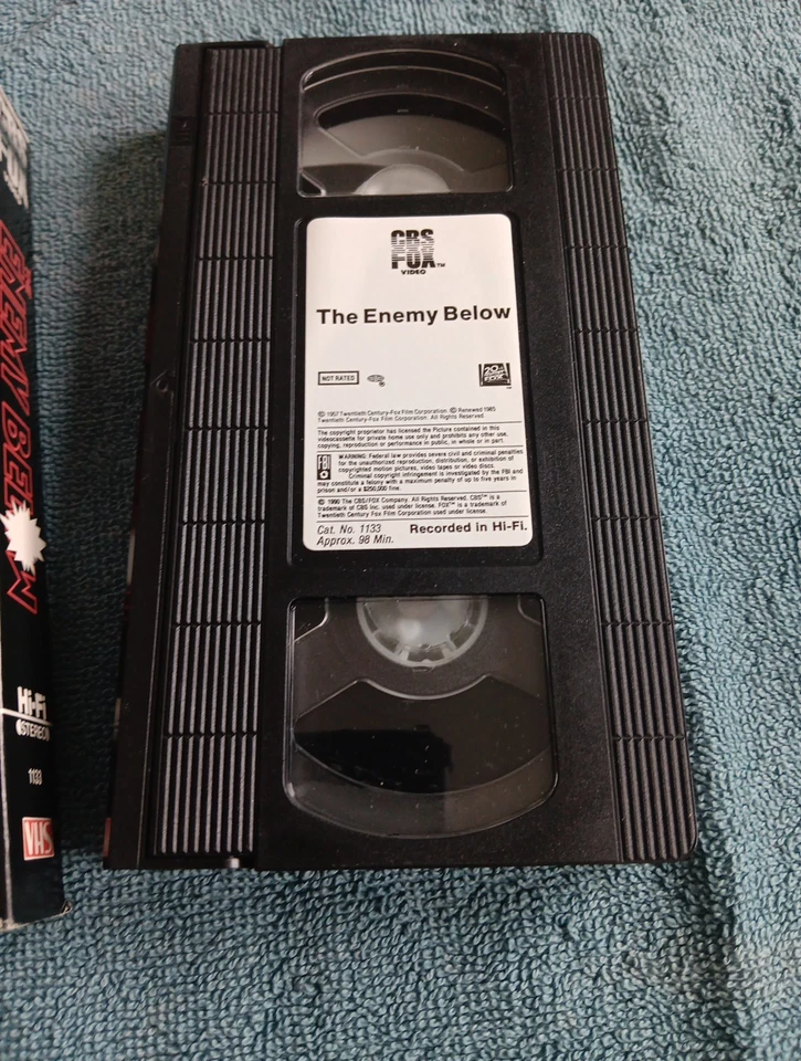 The Enemy Below VHS Robert Mitchum Military Action Drama CBS FOX WW2 Movie - Image 3 of 4