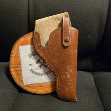 Vintage Western Brown Leather RH OWB Holster for 4" - 5" Barrel Revolver