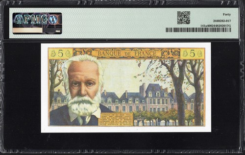 France 5 NF Nouveaux Francs P141a 1959-65 PMG40 Extremely Fine PERFECT COLOUR - Afbeelding 2 van 2