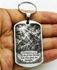 God Lord Jesus Christ 4 : 13 Reminder Stainless Keychain Art Holly Faith Holly