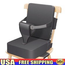 Toddler Booster Seat W/ Backrest Non-Slip Safety Straps Easy to Clean Cushion US