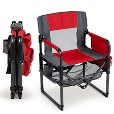 Outdoor Camping Chair for Adults, Heavy Duty Lawn Chair w/Cup Holder Side Pocket