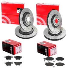brembo BREMSSCHEIBEN+ BELÄGE VORNE+HINTEN passend für VW GOLF 7 GTI R S3 LEON 5F