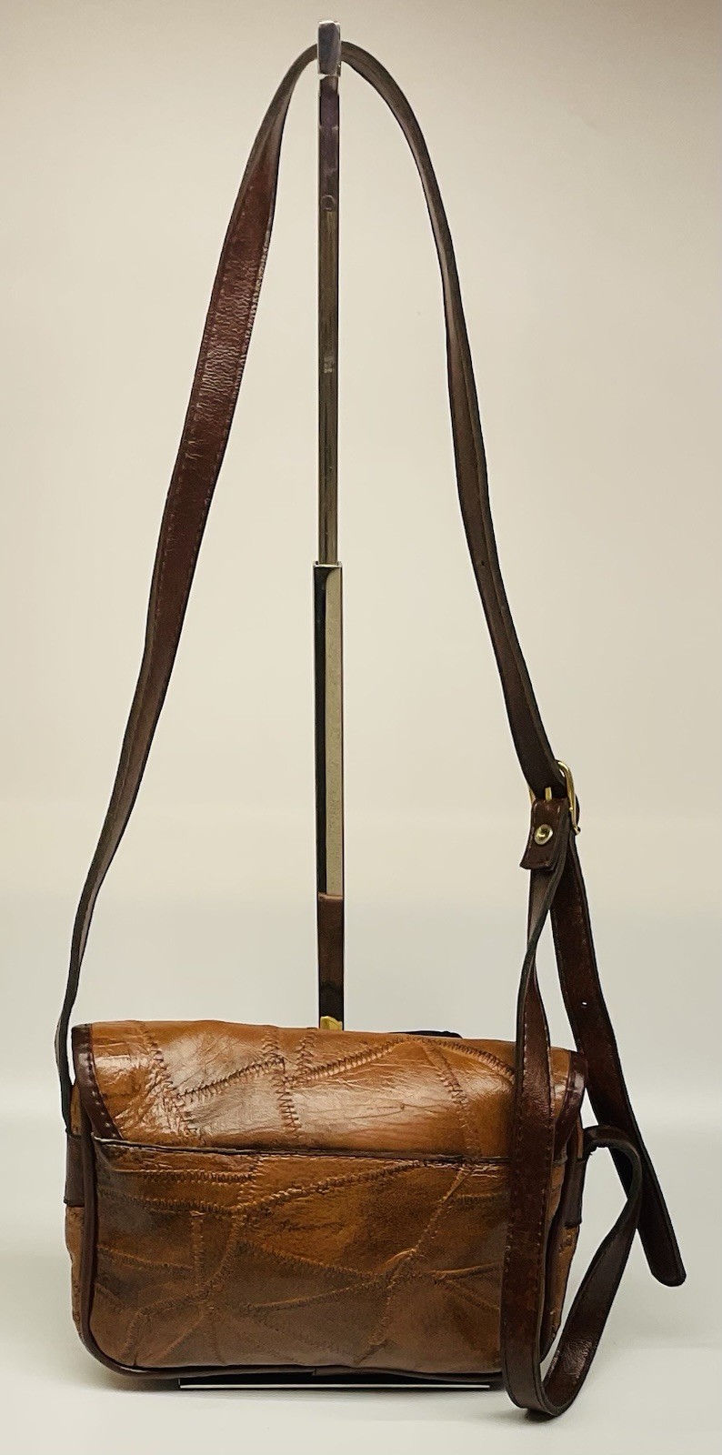 Leather Handmade Patchwork Brown Crossbody Bag - image 2