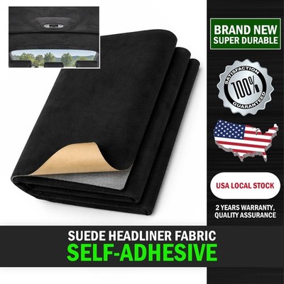 Suede Headliner Fabric Self-adhesive for Car Roof Replacement Black 80'' × 60 