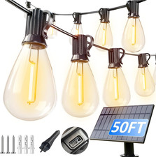 50FT Solar String Lights Outdoor Waterproof with 18 1 LED Bulbs Long Last for 20