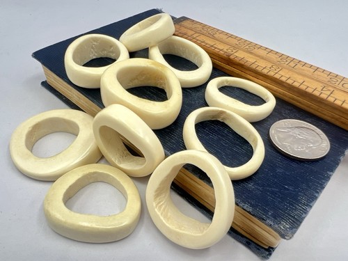 10 Pcs Vintage Hollow Circle Bone Findings Jewelry Making Craft 1.5” RO-DO Lot A