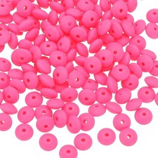 180 Pcs Bulk Silicone Lentil Beads, 12mm Abacus Beads, Rose Red