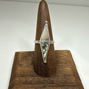 Vintage Mexico Paua Abalone Shell Sterling Silver Ring Size 7.5