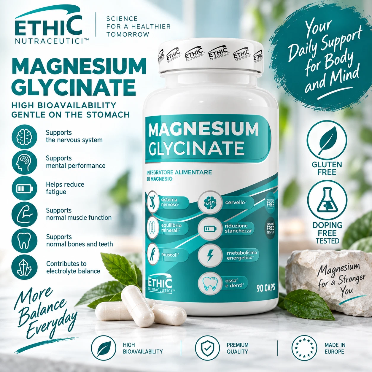 Ethic Nutraceutici Magnesium Glycinat 90 Kapseln
