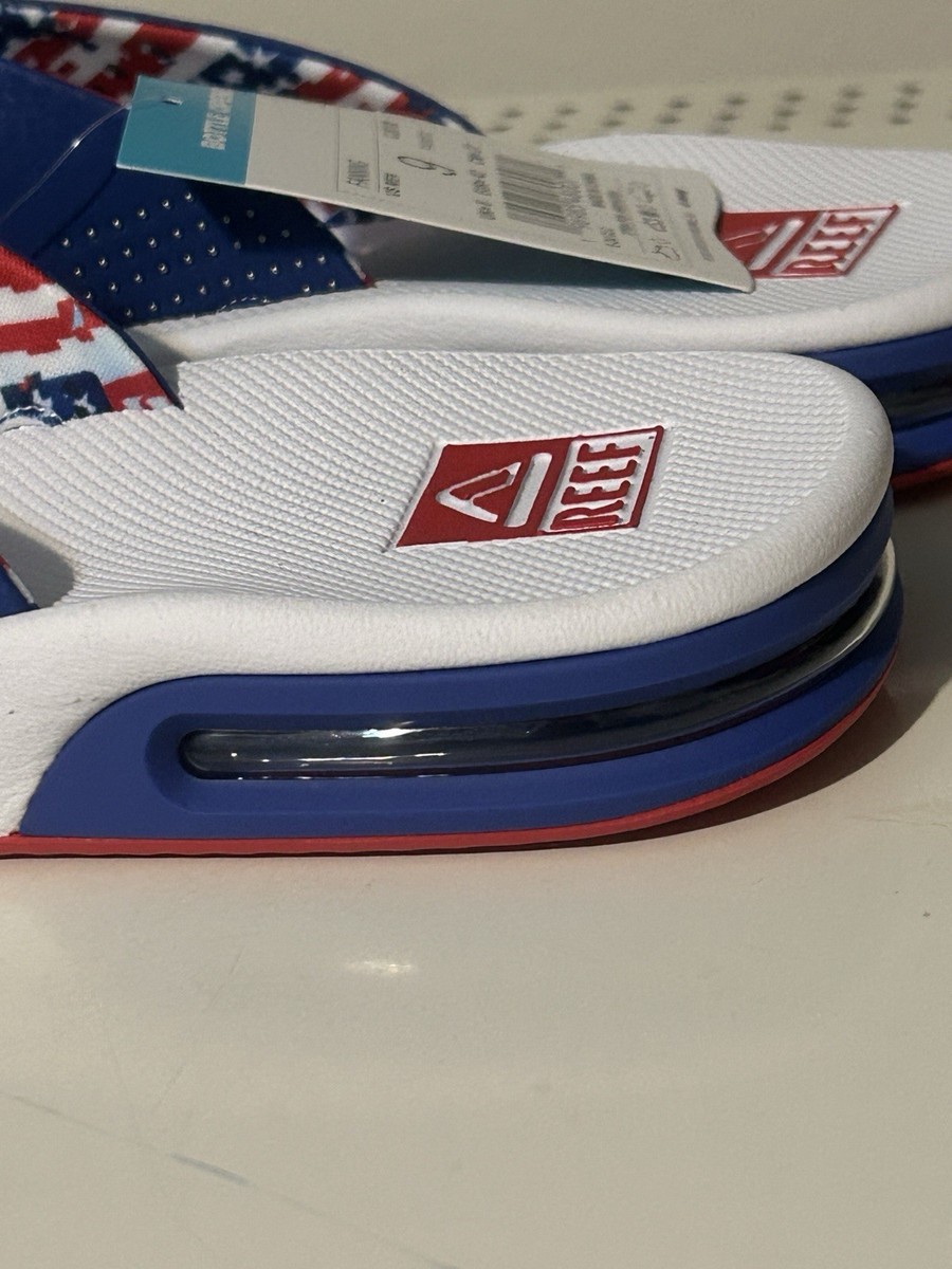 Reef Fanning Flip Flop Mens 9 Patriotic Red White Blue USA  display picture 3