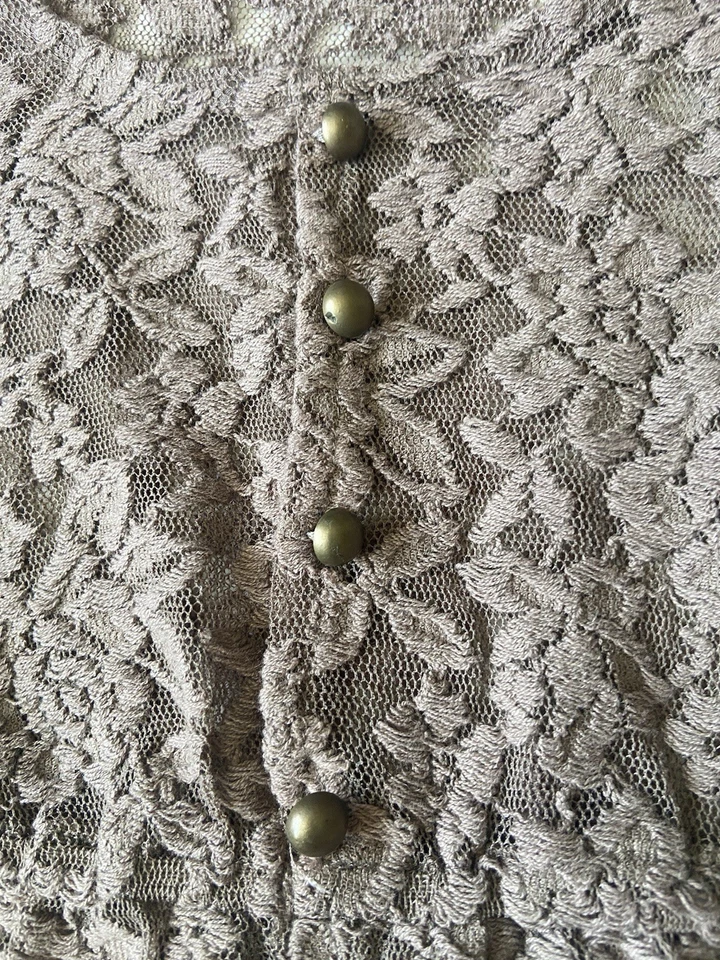 Top Babydoll Vintage Y2K Para Mujer Malla Transparente Encaje Talla M Marrón Boho Hada Coqueta Foto 2 de 4