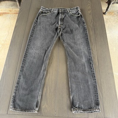 VTG Levis 501XX Button Fly Jeans Mens 36x34 Black Wash Fade Distressed Denim Y2K