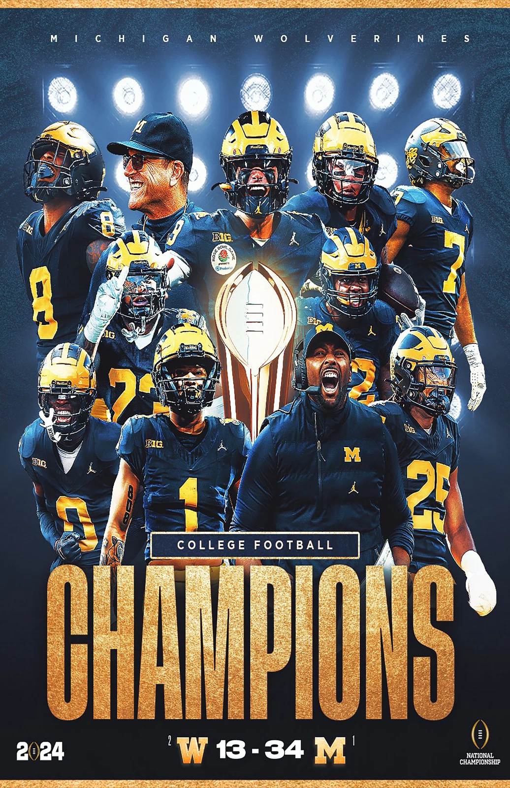 Michigan Wolverines 2024 College Football National Champions Poster