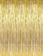 GOER 3.2 ft x 9.8 ft Metallic Tinsel Foil Fringe Curtains Party Photo Backdro...
