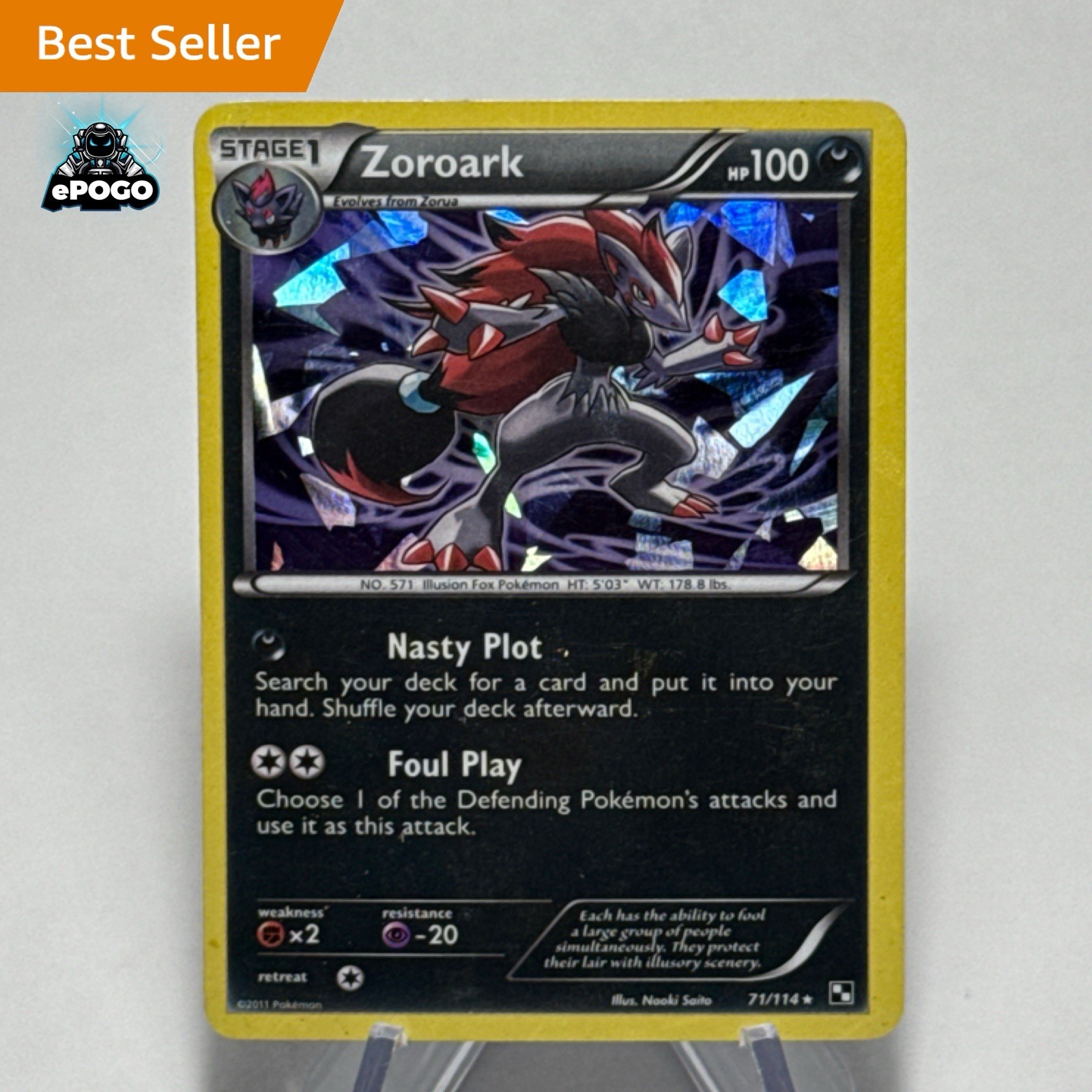 Zoroark 71/114 Cracked Ice Holo Rare Pokemon TCG: Black & White MP SHIPS TODAY!