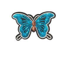 Butterfly Blue Turquoise Sequin Insect Beauty Patch, Iron On/Sew On
