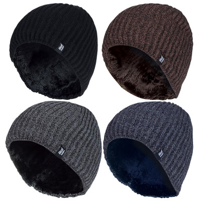 WÄRMEHALTER - Herren Kabel gestrickt weiches Garn luxuriös Halden Beanie Stil Mütze
