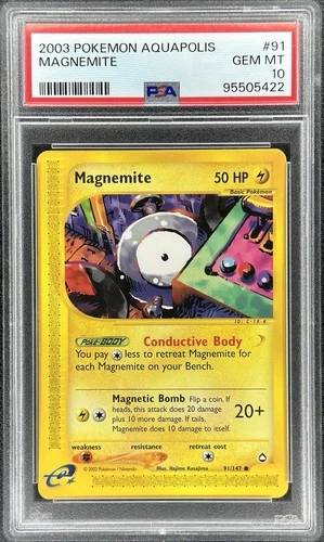 2003 Pokemon Aquapolis Magnemite Non-Holo E-Reader #91/147 (PSA 10)