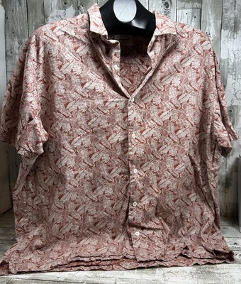 Red Head Brand Co. Button Up Shirt Red White Feather Print Preowned