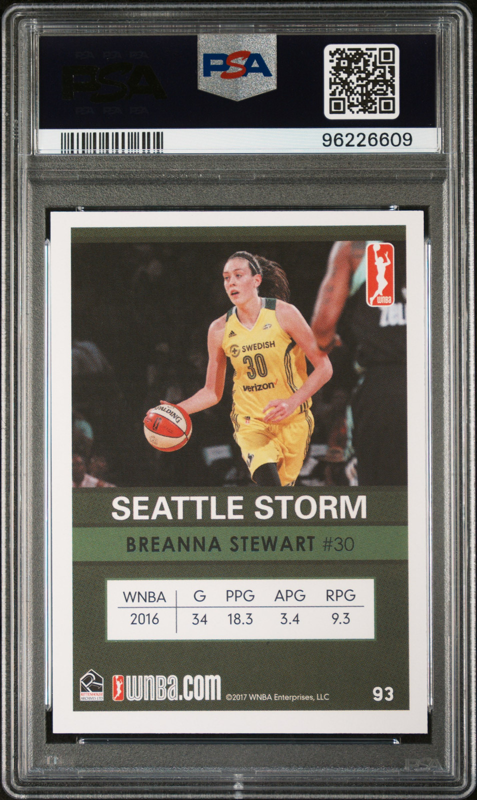 2017 RITTENHOUSE WNBA #93 BREANNA STEWART PSA 9 view 2