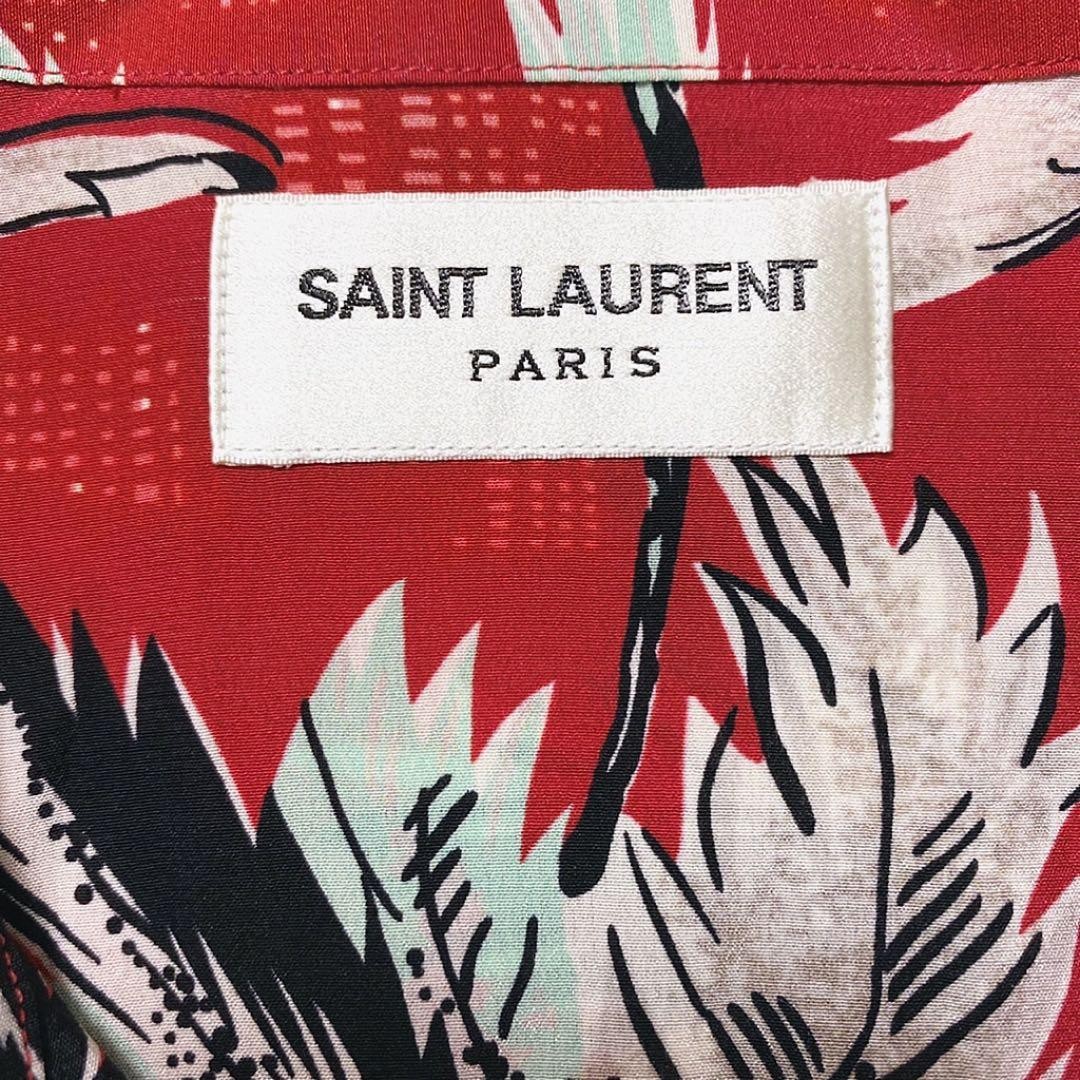 Used  2014 SS Saint Laurent Paris Silk Aloha Shirt Short Sleeve Tops Size 37 image 4