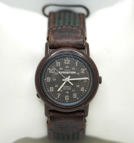 Vtg Timex Expedition Watch Mens Indiglo Date w/ Indiglo Strap - Needs Battery