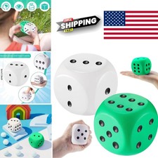 Large Foam Dice Set of 2 Green and White 2.3 Inch Educational Stress Relief Toy