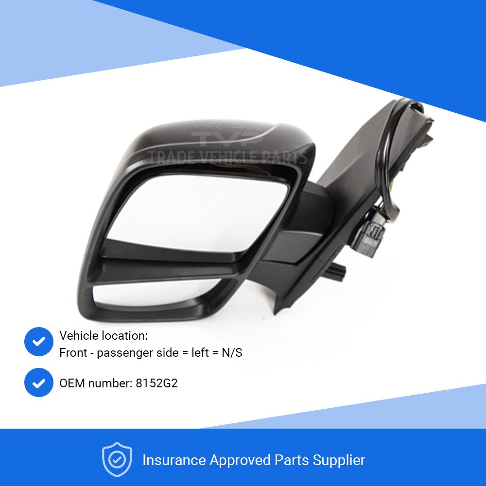 Fits Citroen Dispatch 2007-2016 Door Wing Mirror Heated Electric Black Left Side