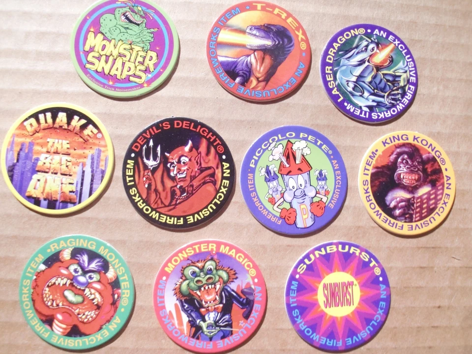 POGS/MILKCAPS POG RED DEVIL/MONSTER SNAPS COMPLETE SET OF 10 RED BACK "RARE SET" - Image 3 of 4