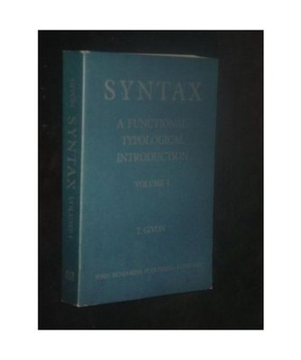 Syntax: A functional-typological introduction. Volume I, Givón, T.