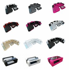 Sofa Ledercouch Modern Wohnlandschaft XXL Ecksofa Ledersofa Couchtisch Bellagio