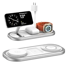 3 in 1 Wireless Charger for iPhone, Foldable Charging Station for Silver
