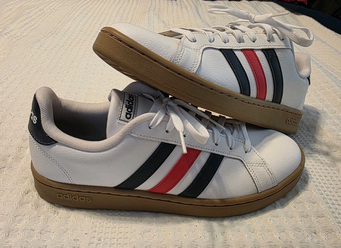 SAOLA Scarpe Adidas Grand Court Uomo 10 Bianco Blu e Rosso Suola in Gomma