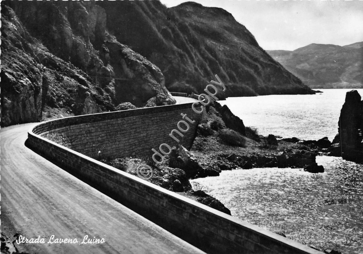 Cartolina - Laveno Luino Strada 1955