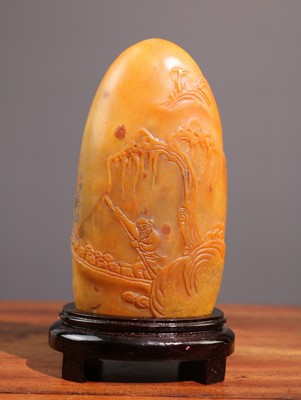 Chinese Natural Shoushan Stone Handcarved Exquisite Landscape