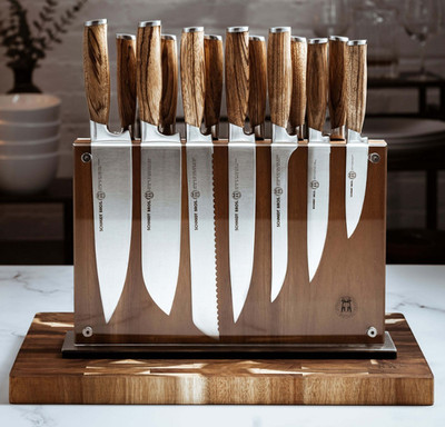 Schmidt Brothers Zebra Wood Knife Block, Set of 15