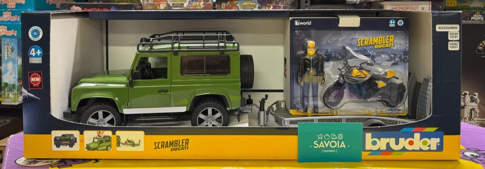 BRUDER 02589-scala 1:16 - LAND ROVER CON RIMORCHIO E MOTO DUCATI -FUORI CATALOGO - Immagine 2 di 4
