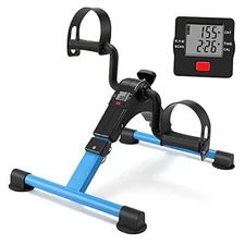 Folding Pedal Exerciser Mini Exercise Bike Portable Peddler Under Desk blue