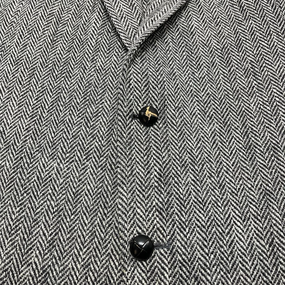 Vintage Men’s Harris Tweed Wool Blazer Jacket Size 50 XL Grey Chevron 80s 90s ** - Image 4 of 4