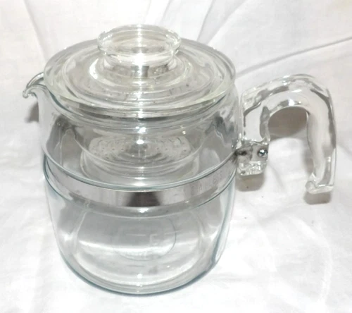 PYREX Flameware Vintage GLASS Coffee Pot 4-6 Cup PERCULATOR Model 7756 COMPLETE