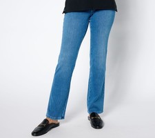 Belle by Kim Gravel Petite Flexibelle Faux Welt Pocket Boot Cut Jean Medium Wash