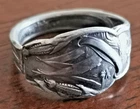 Vintage Sterling Silver Spoon Ring Size 7 3/4 Great Condition / Decorative Corn