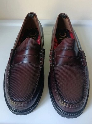 Fred Perry X GH Bass Men Weejuns Larson Penny Loafer Shoes Oxblood Size 11