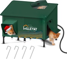 Extra Large Size Heated Cat House for outside Winter,Weatherproof Outdoor Cat Sh