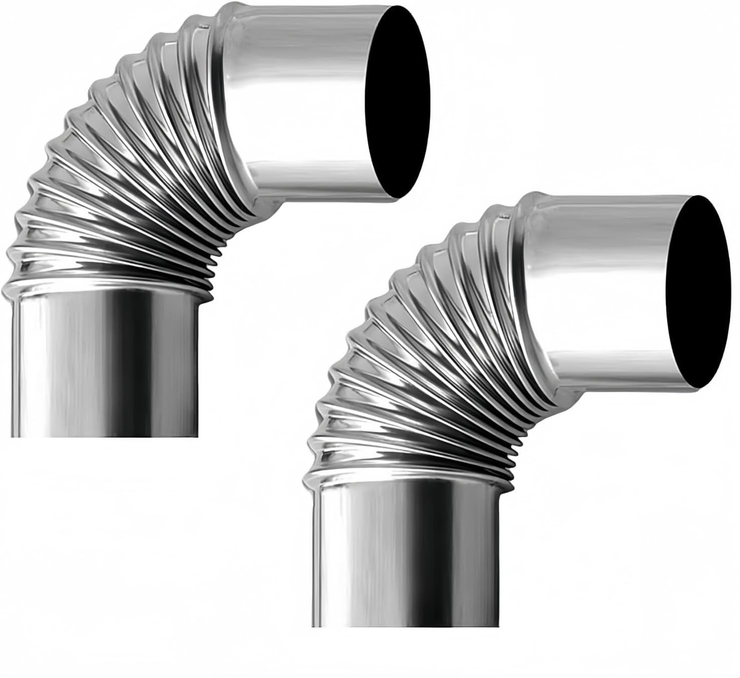 2PCS 2.36 Inch 90 Degree Stainless Steel Chimney Elbow for Outdoor Wood Stove, C