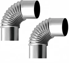 2PCS 2.36 Inch 90 Degree Stainless Steel Chimney Elbow for Outdoor Wood Stove, C