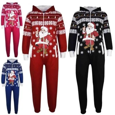 Kinder Mädchen Jungen Neuheit Weihnachten Weihnachtsmann Vlies A2Z Einteiler one - Bild 1 von 2